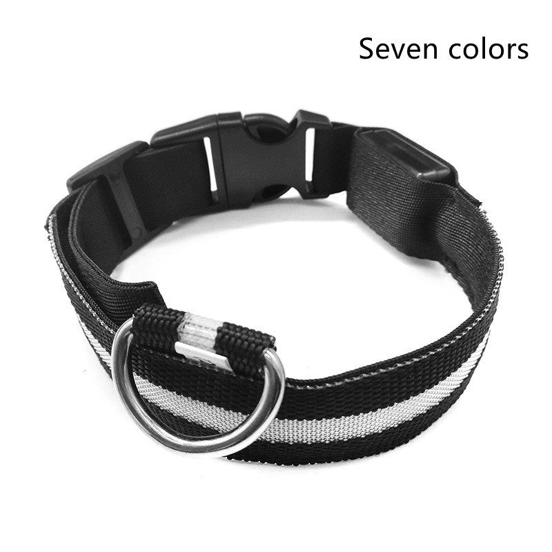 LED Glow-in-the-Dark Nylon Pet Collar – Adjustable & Flashing for Night Safety