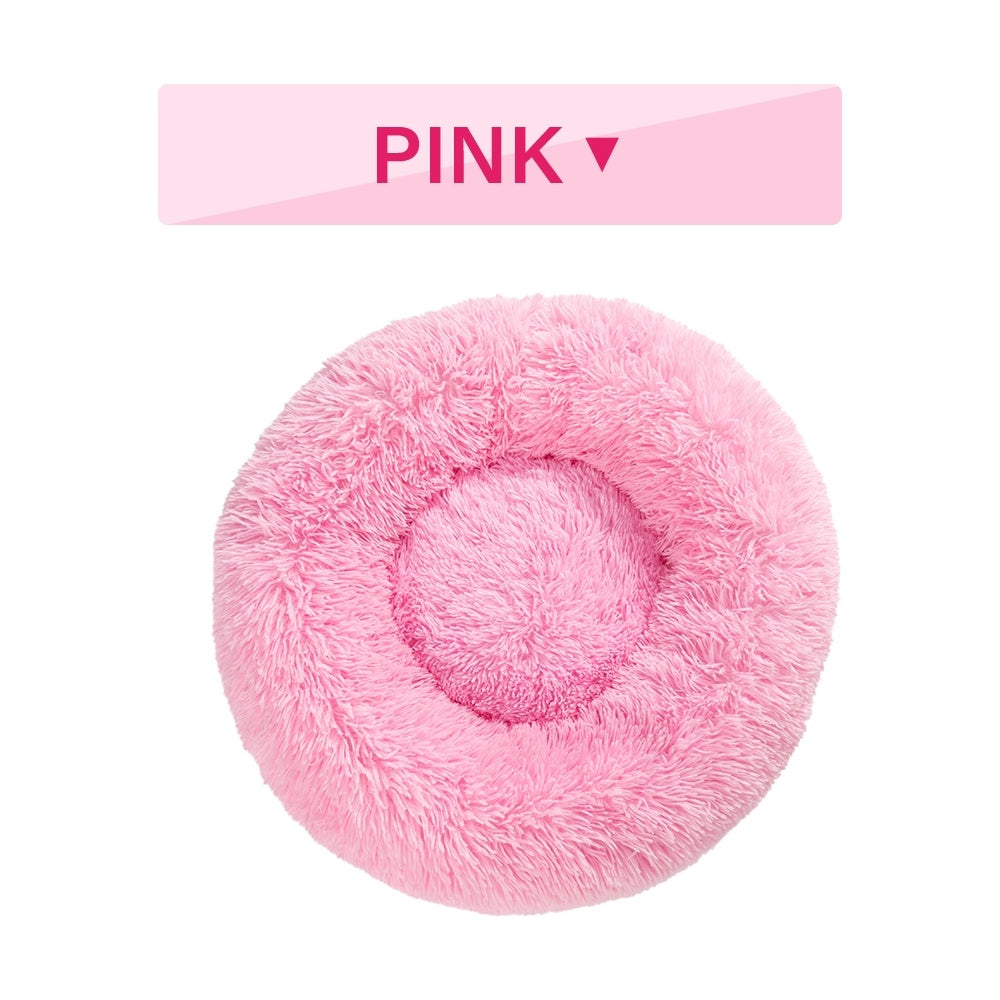 Fluffy Donut Dog Bed – Soft, Warm & Washable Calming Pet Cushion