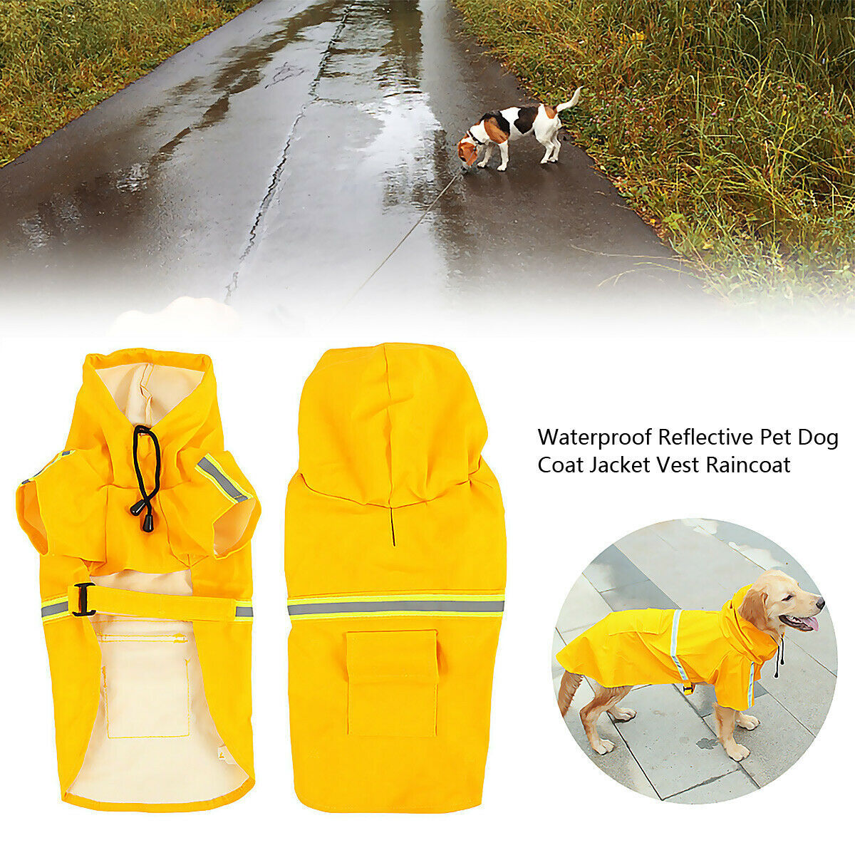 Reflective Waterproof Dog Raincoat with Hood