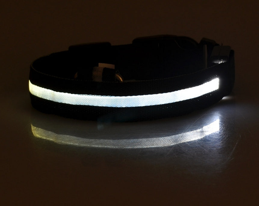 LED Glow-in-the-Dark Nylon Pet Collar – Adjustable & Flashing for Night Safety