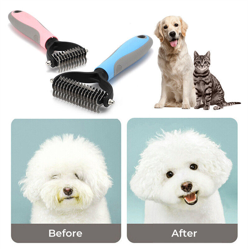 Double-Sided Pet Grooming & Deshedding Rake