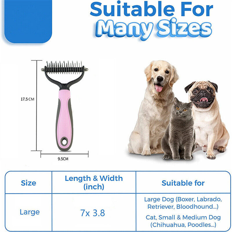 Double-Sided Pet Grooming & Deshedding Rake