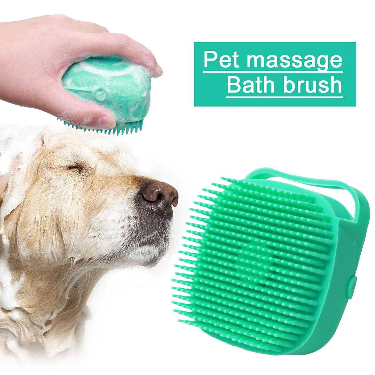 Pet Shampoo Massager Brush, Soft Silicone Scrubber