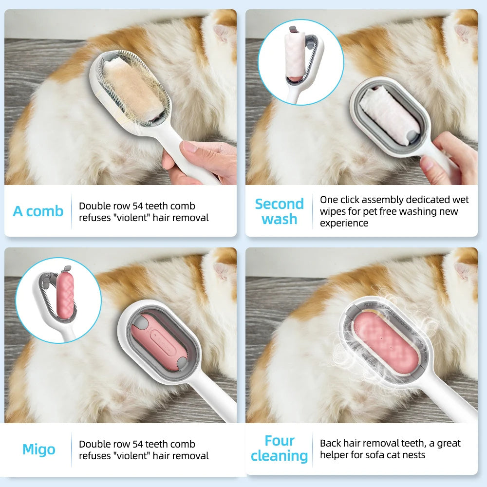 4-in-1 Cat Grooming Brush with Water Tank