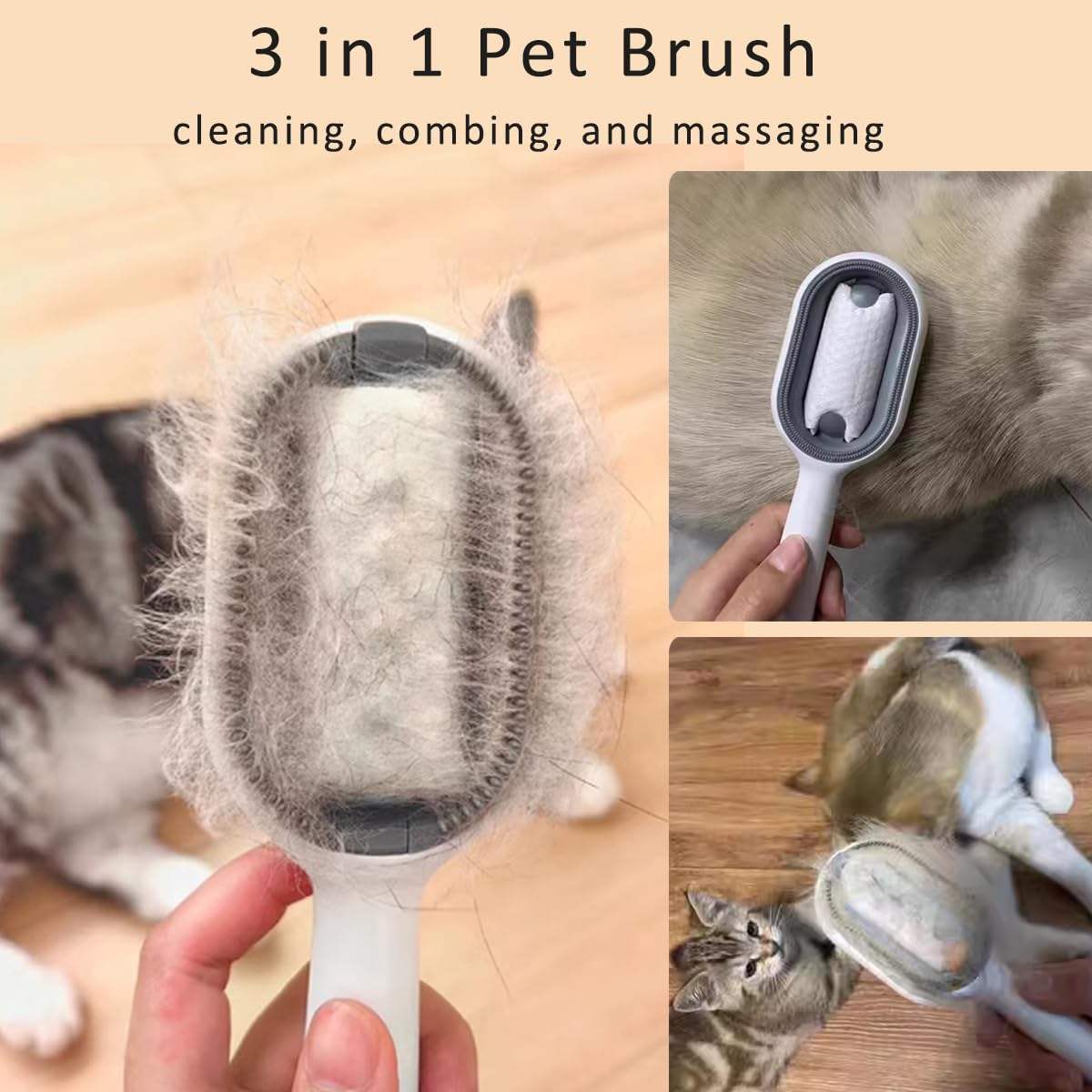 4-in-1 Cat Grooming Brush with Water Tank