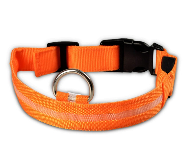 LED Glow-in-the-Dark Nylon Pet Collar – Adjustable & Flashing for Night Safety