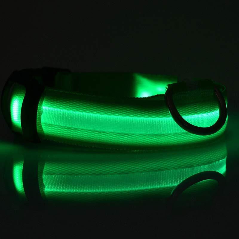 LED Glow-in-the-Dark Nylon Pet Collar – Adjustable & Flashing for Night Safety