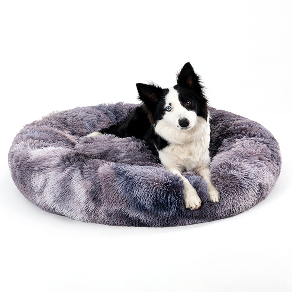 Fluffy Donut Dog Bed – Soft, Warm & Washable Calming Pet Cushion