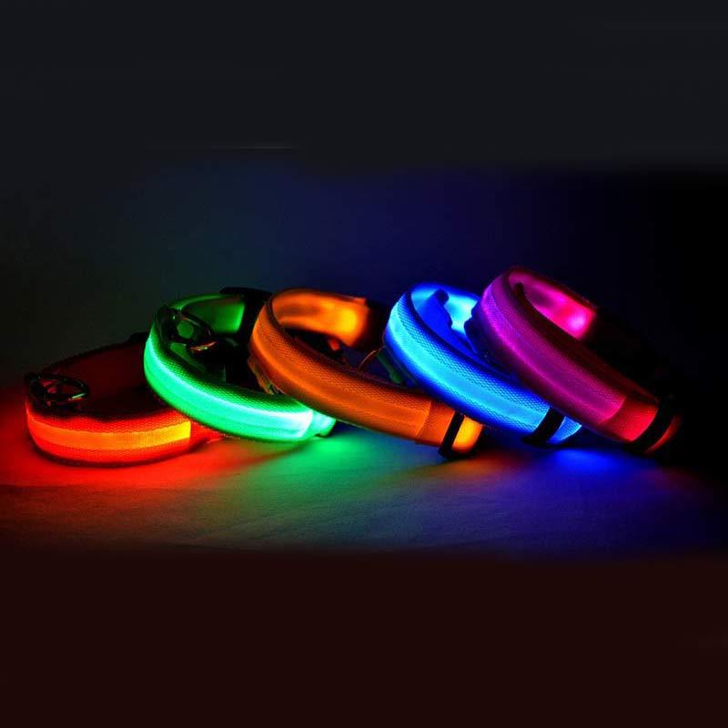 LED Glow-in-the-Dark Nylon Pet Collar – Adjustable & Flashing for Night Safety