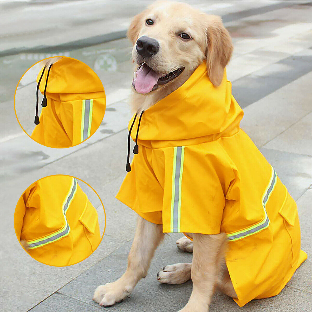 Reflective Waterproof Dog Raincoat with Hood