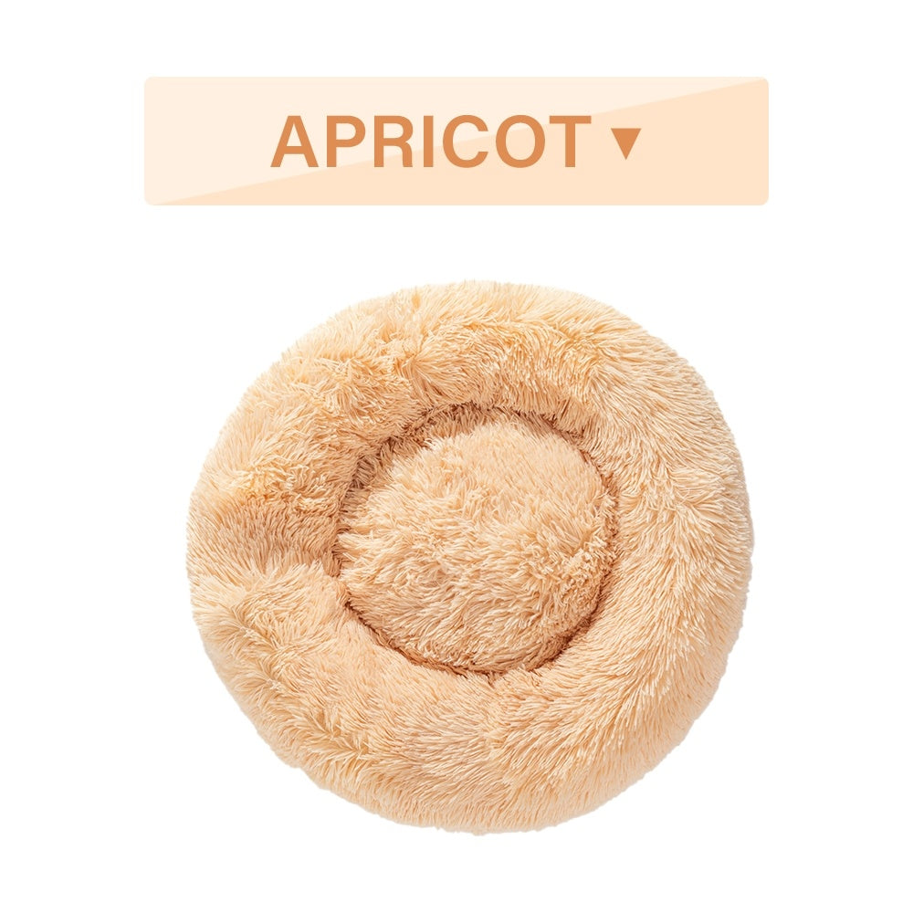 Fluffy Donut Dog Bed – Soft, Warm & Washable Calming Pet Cushion