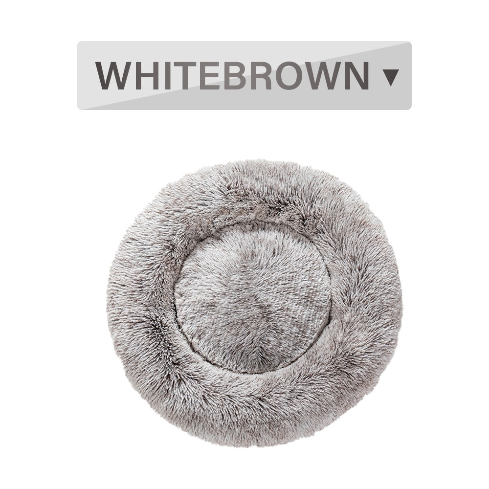 Fluffy Donut Dog Bed – Soft, Warm & Washable Calming Pet Cushion