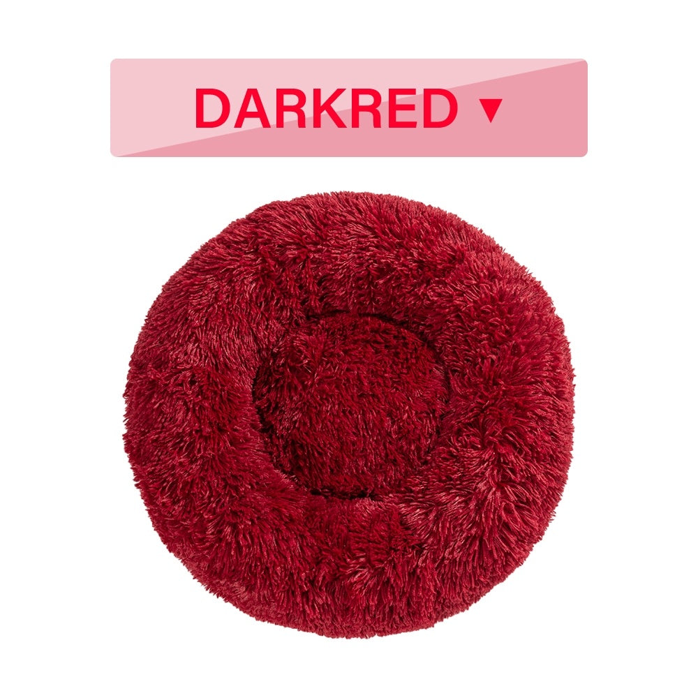 Fluffy Donut Dog Bed – Soft, Warm & Washable Calming Pet Cushion