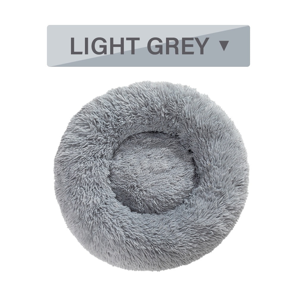 Fluffy Donut Dog Bed – Soft, Warm & Washable Calming Pet Cushion