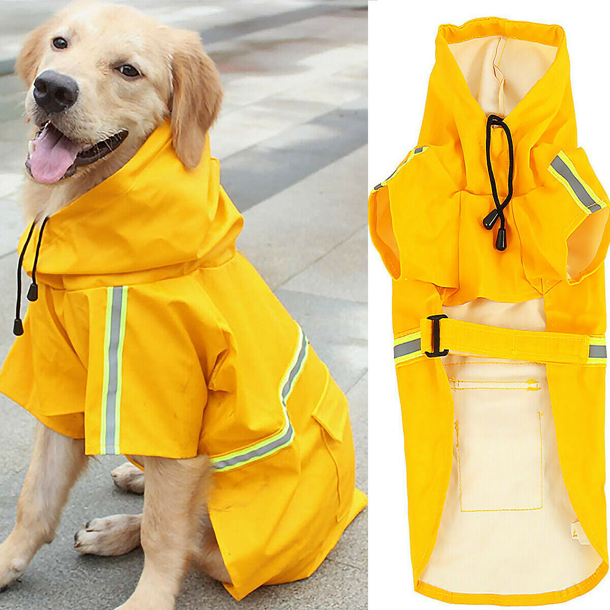 Reflective Waterproof Dog Raincoat with Hood