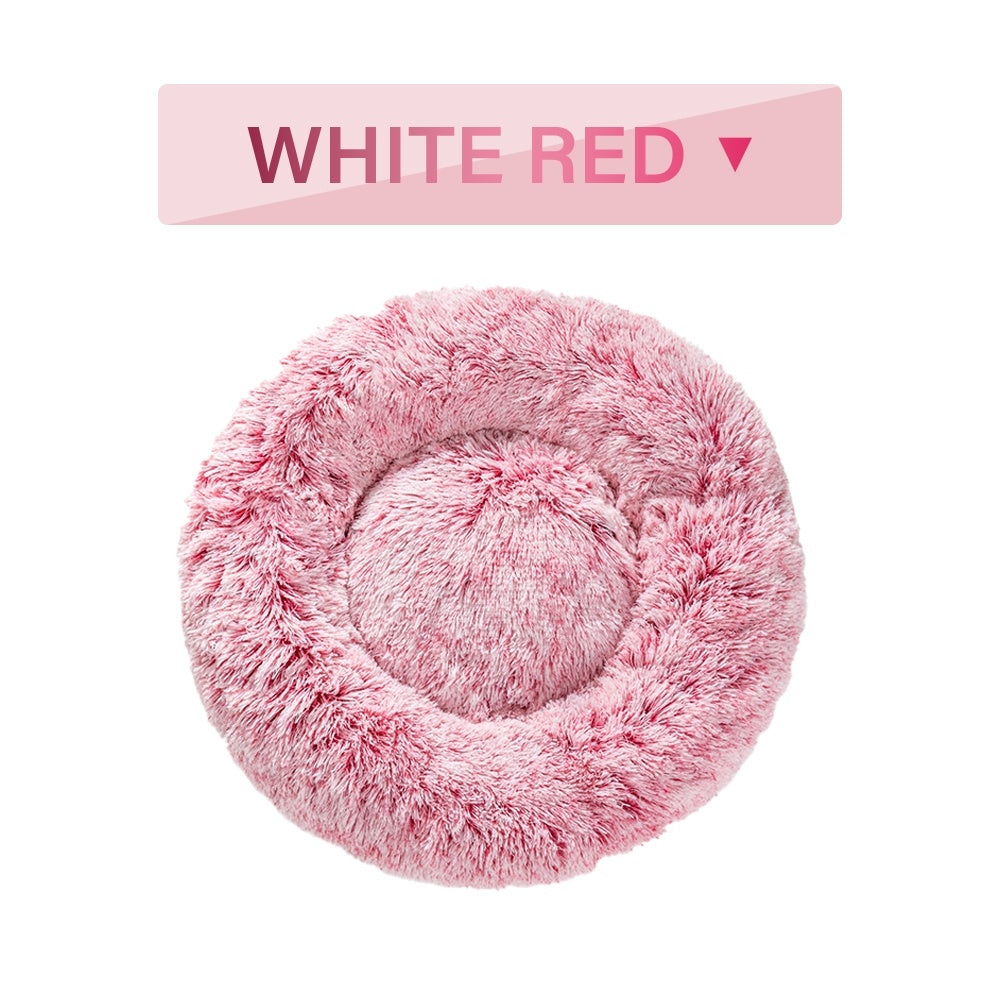 Fluffy Donut Dog Bed – Soft, Warm & Washable Calming Pet Cushion